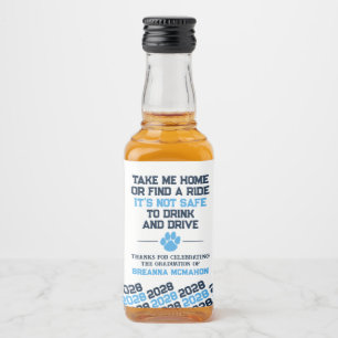 Light Blue & Navy Graduation Don't Drink & Drive Liquor Bottle Label