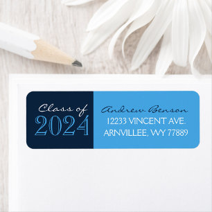 Light Blue & Navy Graduation Return Address Label