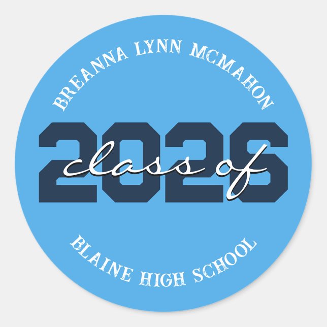 Light Blue & Navy Personalised Graduation Stickers (Creator Uploaded)
