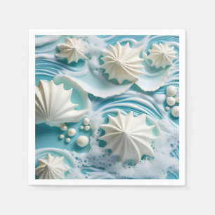 Light Blue Ocean Background with Seashells Napkin