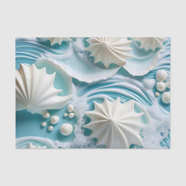 Light Blue Ocean Background with Seashells Tissue Paper (Front)