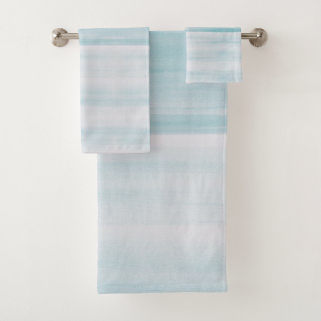 Light Blue Ombre Watercolor Bath Towels (Insitu)