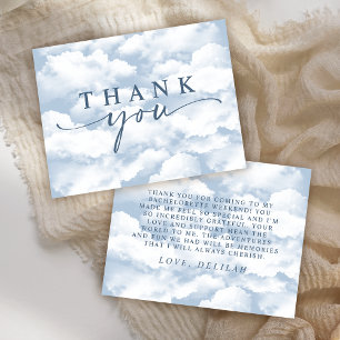 Light Blue "On Cloud Nine" Bachelorette Flat Thank You Card