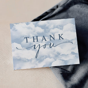 Light Blue "On Cloud Nine" Bachelorette Folded Thank You Card