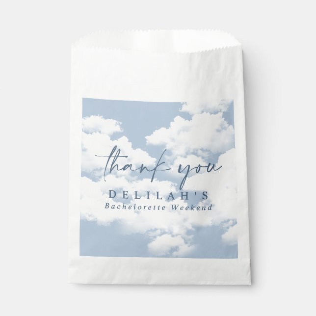 Light Blue "On Cloud Nine" Bachelorette Weekend Favour Bags (Front)