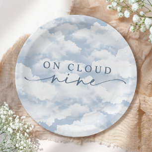 Light Blue "On Cloud Nine" Bachelorette Weekend  Paper Plate