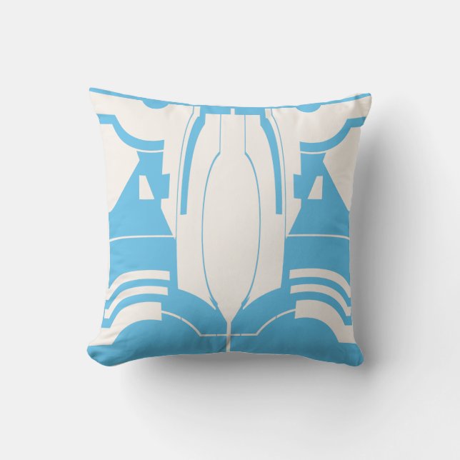 Light Blue on White Classical Mediterranean Motif Cushion (Front)