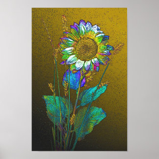 Light blue on yellow poster