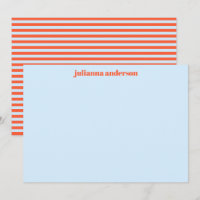 Light Blue Orange Stripe Personalised Stationery