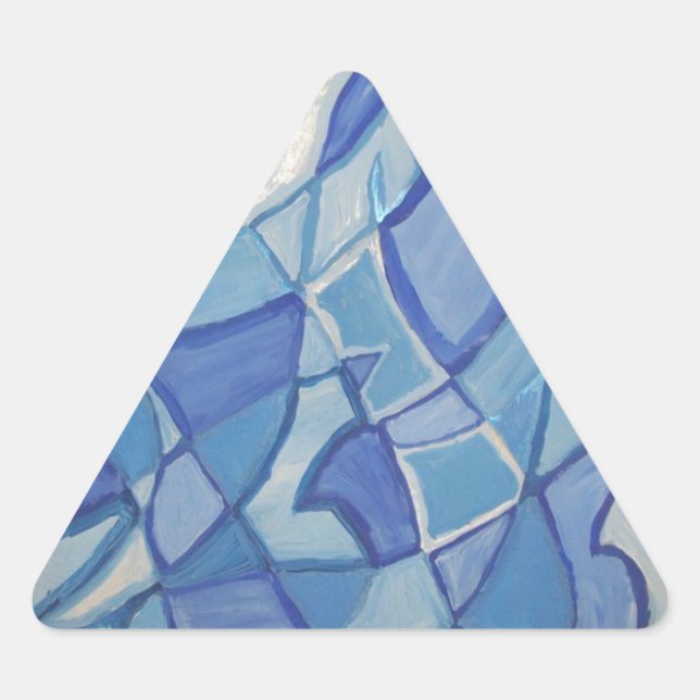Light Blue Original Abstract Artwork Kara Willis Triangle Sticker (Front)