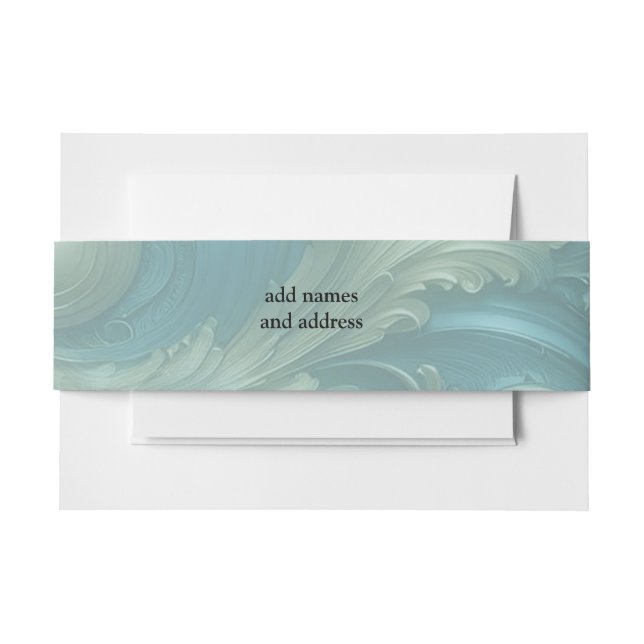 Light Blue-Palette on a Bronze Gold Barogue design Invitation Belly Band (Front Example)