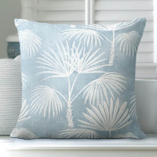 Light Blue Palm Tree Throw Pillow