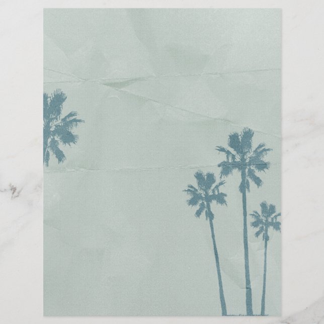 LIGHT BLUE PALM TREES crumpled PAPER TEXTURE DIGIT (Front)
