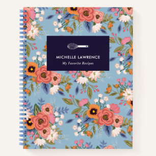 Light Blue & Pastels Boho Floral Pattern Notebook