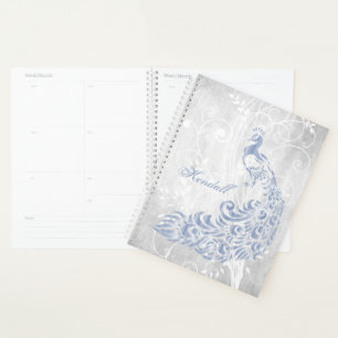 Light Blue Peacock Personalised Planner