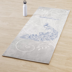 Light Blue Peacock Personalised Yoga Mat