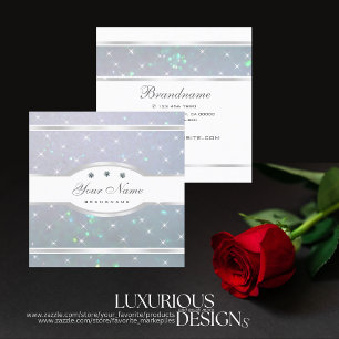 Light Blue Pearl Glitter Luminous Sparkling Stars Square Business Card
