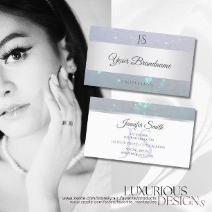 Light Blue Pearl Sparkle Glitter Initials Elegant Business Card