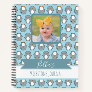 Light Blue Penguin Nursery Photo Milestone Notebook