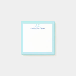 Light Blue Personalised Monogram Name  Post-it Notes