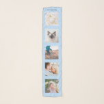 Light Blue Personalised Name 5 Photo Collage Scarf<br><div class="desc">Personalised Family Name 5 Photo Collage Scarf
Custom photographs pastel blue template with personalised and unique personal collage,  modern and cool image grid for a beautiful family gift idea.</div>