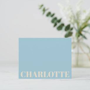 Light Blue Personalised Name Modern Preppy Minimal Card