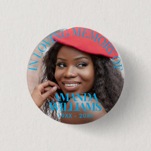 Light Blue   Personalized Photo Memorial 3 Cm Round Badge