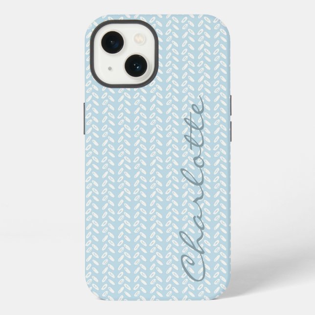 Light Blue Petals Knit Pattern iPhone Case (Back)