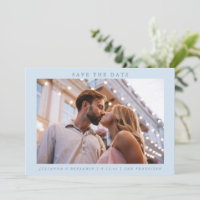 Light Blue Photo Minimalist Modern Elegant Wedding