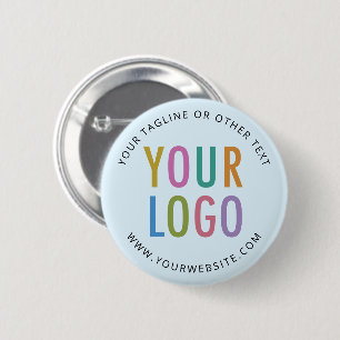 Light Blue Pin Back Button Custom Logo Round Badge