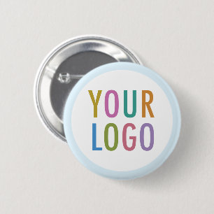 Light Blue Pin Back Button Custom Logo Round Badge