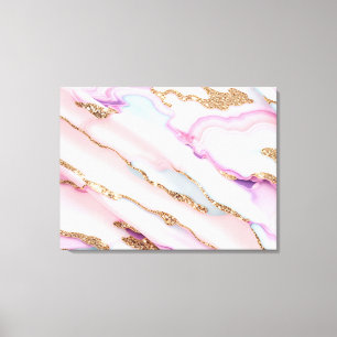Light Blue Pink Agate Marble Modern Collection Canvas Print