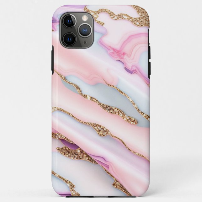Light Blue Pink Agate Marble Modern Collection Case-Mate iPhone Case (Back)