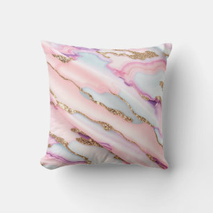 Light Blue Pink Agate Marble Modern Collection Cushion
