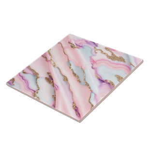 Light Blue Pink Agate Marble Modern Collection Tile