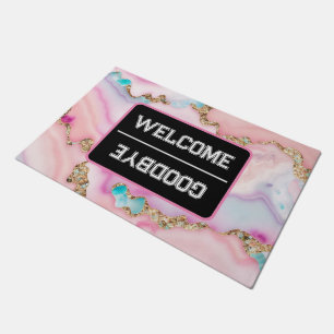 Light Blue Pink Agate Marble Popular Collection Doormat