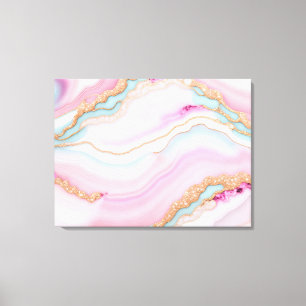 Light Blue Pink Agate Marble Trendy Collection Canvas Print