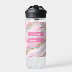 Light Blue Pink Agate Marble Trendy Collection Water Bottle