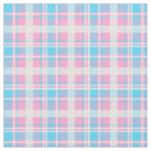 Light Blue, Pink and White Plaid Fabric