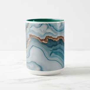 Light Blue Pink Gold Agate Marble Modern design  Mug