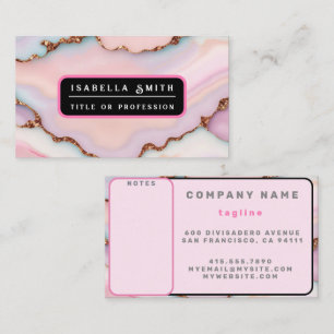 Light Blue Pink Marble Agate Modern Collection Business Card