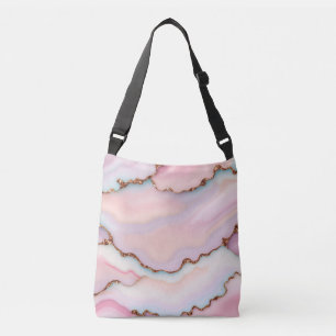 Light Blue Pink Marble Agate Modern Collection Crossbody Bag