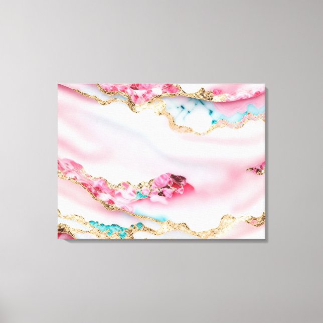 Light Blue Pink Marble Agate Popular Collection Canvas Print (Front)