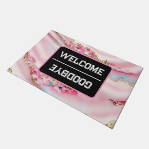 Light Blue Pink Marble Agate Popular Collection Doormat