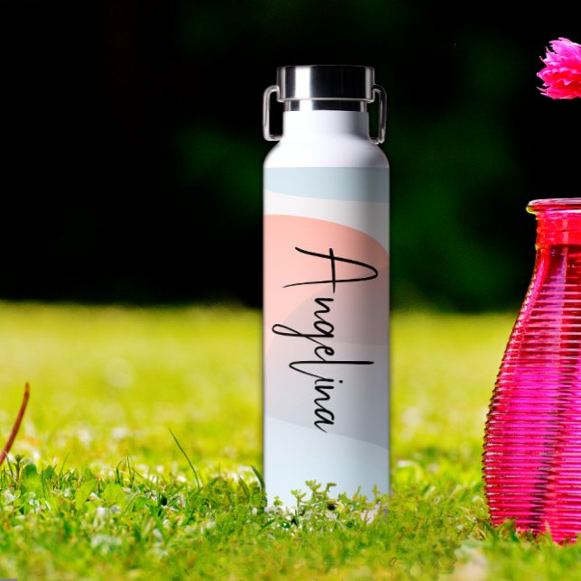 Light blue pink simple gradient name water bottle (Creator Uploaded)