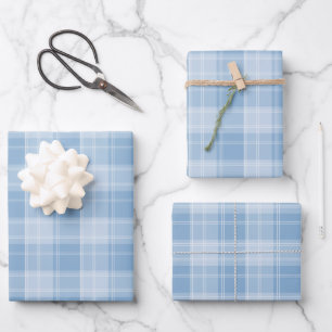 Light Blue Plaid Pattern Wrapping Paper Sheet