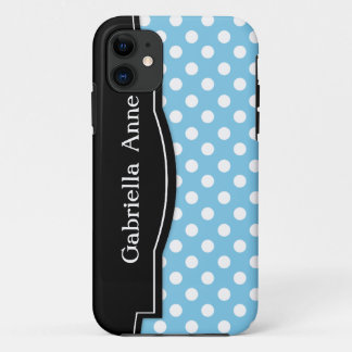 Light Blue Polka Dot Black Frame iPhone 5 case