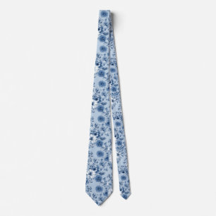 Light Blue Porcelain Floral Wedding Groomsmen Gift Tie