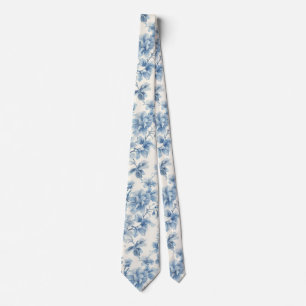 Light Blue Porcelain Floral Wedding Groomsmen Gift Tie