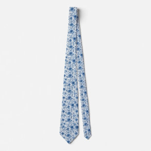 Light Blue Porcelain Floral Wedding Groomsmen Gift Tie